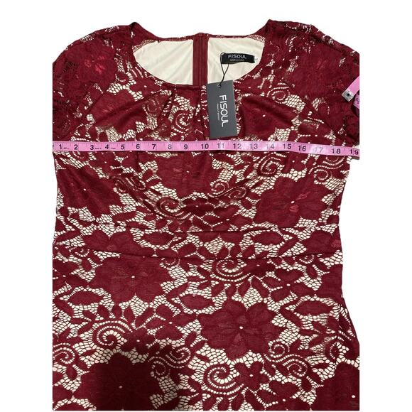 FISOUL Women’s Red Lace Bodycon Dress Large NWT‎ Cocktail Party Formal Lined - Picture 4 of 5